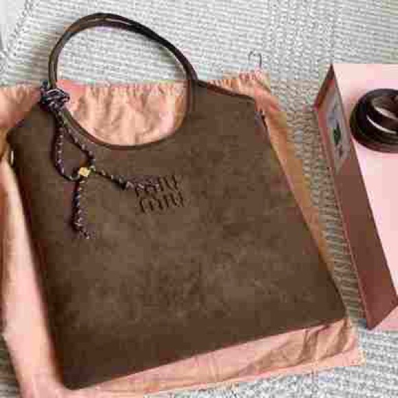 miumiu Chic Brown Suede Tote Bag
